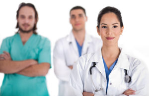 Medical team of Doctors and male nurse